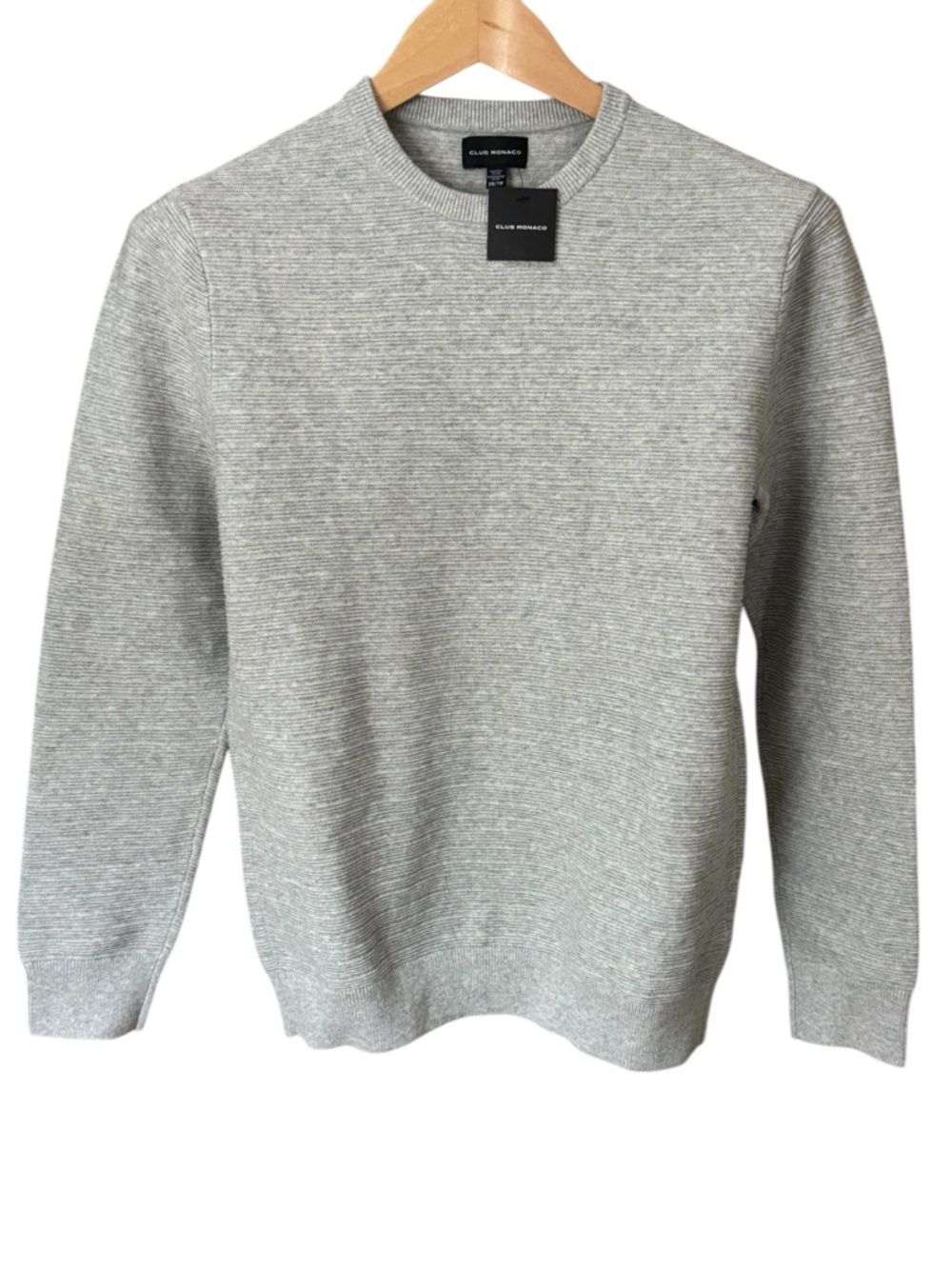 NWT Club Monaco Links Stripe Crew Sweater - Light Grey XS